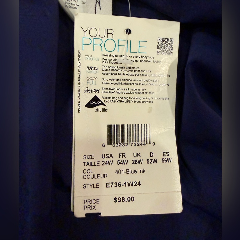 Profile Gottex Women’s Swim Skort in Blue Ink sz 24W - Picture 7 of 8